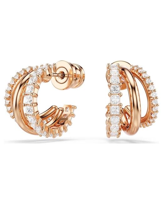 Swarovski Metallic Hyperbola Hoop Earrings, Mixed Cuts, Mini, 18K Rose Finish