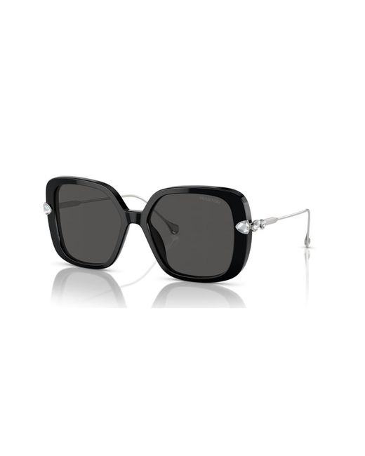 Swarovski Black Sunglasses, Oversized, Square Shape, Sk6011
