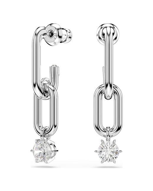 Pendientes constella, talla redonda Swarovski de color White