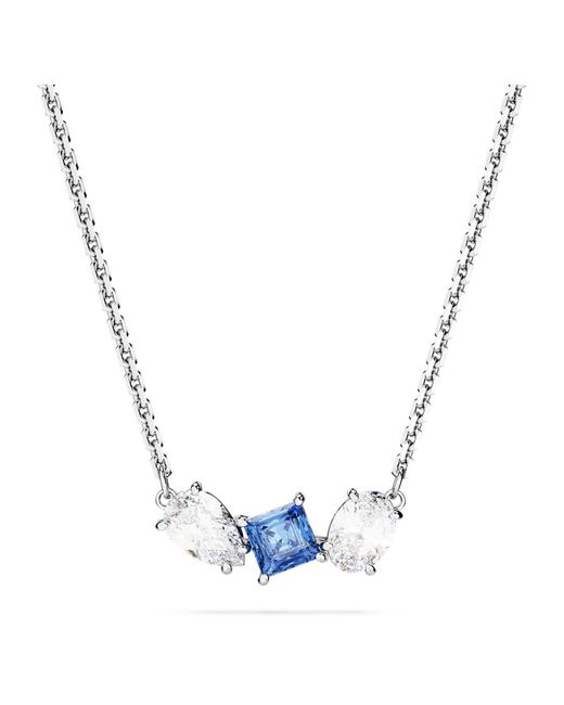 Swarovski Blue Mesmera Pendant, Mixed Cuts, Rhodium Plated