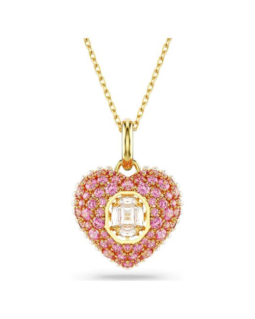 Pendentif hyperbola, taille octogonale, crystal pearls, cœur Swarovski en coloris Pink