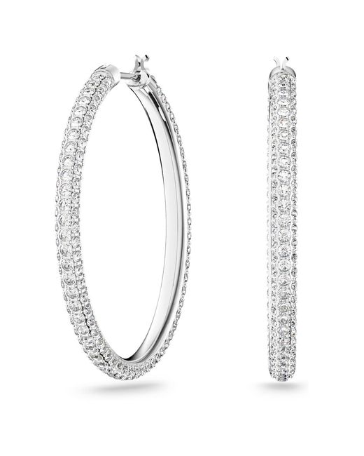 Swarovski White Dextera Hoop Pierced Earrings With Pink Crystals In A Rose-gold Tone Finished Setting