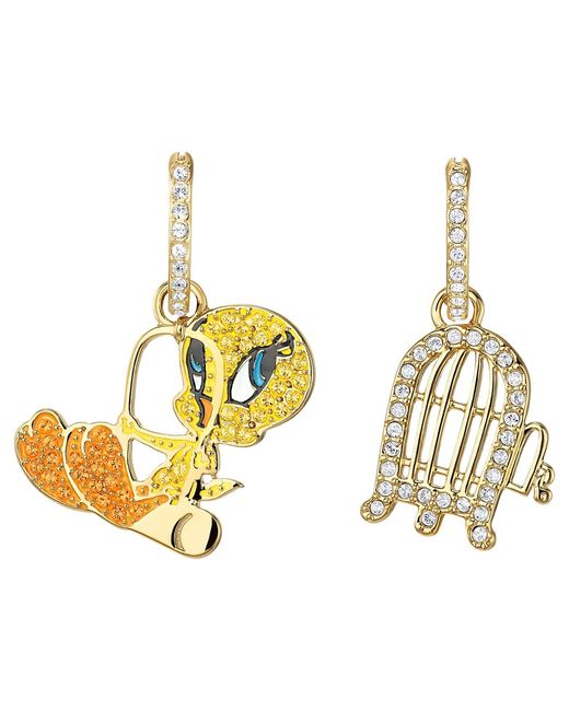 Swarovski Metallic Looney Tunes Tweety Hoop Pierced Earrings