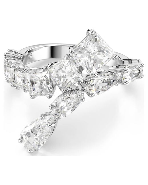 Swarovski White Matrix Ring, Mixed Cuts, Rhodium Plated
