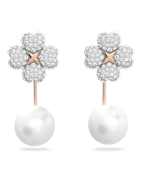 Swarovski White Latisha Earring Jackets, Flower, 18K Rose Finish