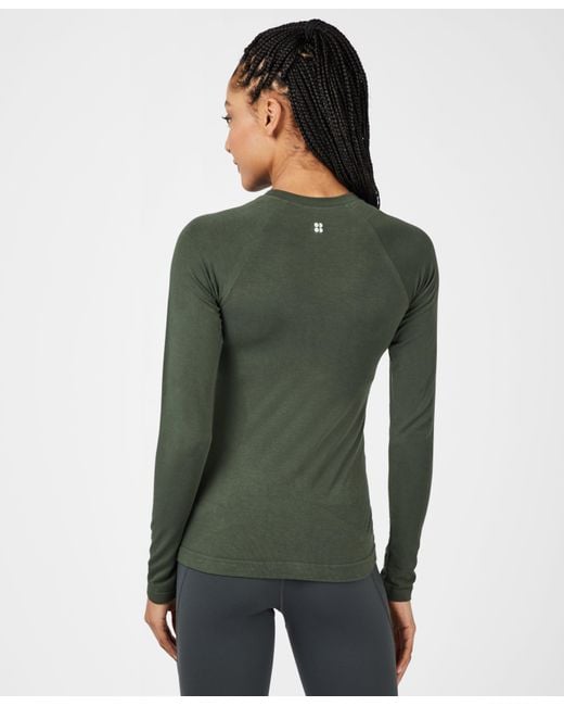 Sweaty Betty Glisten Bamboo Long Sleeve Workout Top In Dark Forest Green Green Lyst