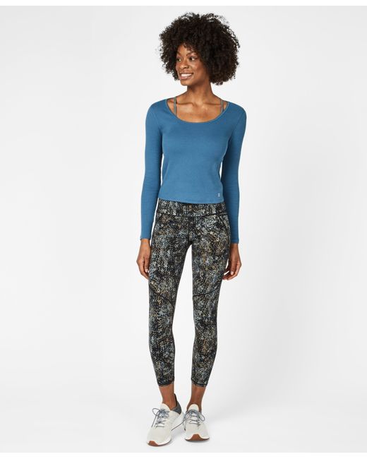 Sweaty Betty Cotton Tadasana Ribbed Yoga Top in Blue Lyst