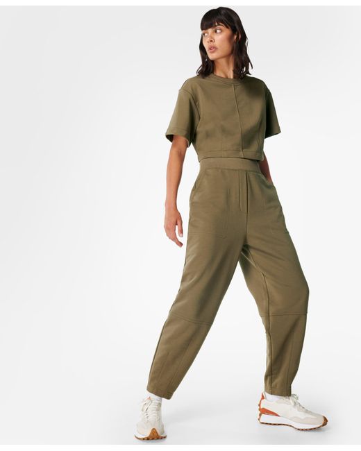 Sweaty Betty Cotton Wren Tapered Jogger in Olive Green (Green) | Lyst
