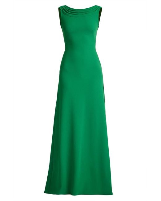 Tadashi Shoji Green Plaza Drape Back Gown-Bambo