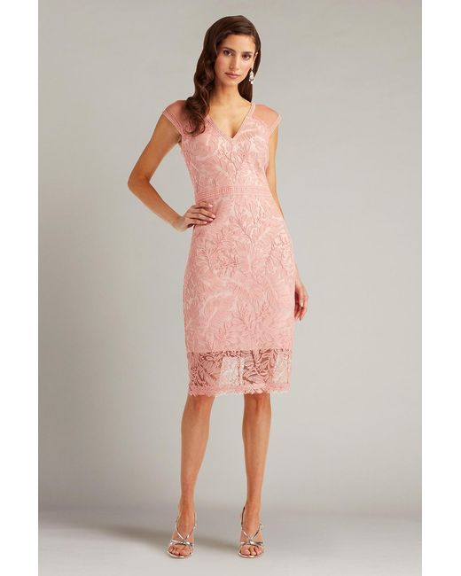 Tadashi Shoji Pink Evonne Embroidered Dress-Adblu