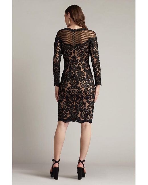 Tadashi Shoji Black Nerra Embroidered Illusion Dress-Bk/Nd