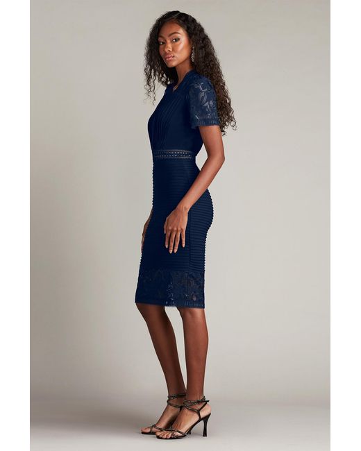 Tadashi Shoji Blue Brone Illusion Lace Cocktail Dress