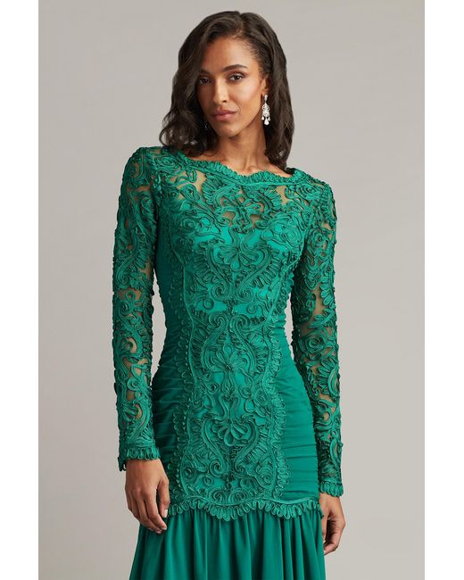 Tadashi Shoji Novara Embroidered Skater Dress-Emera in Green | Lyst