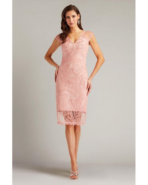 Tadashi Shoji Pink Evonne Embroidered Dress-Adblu