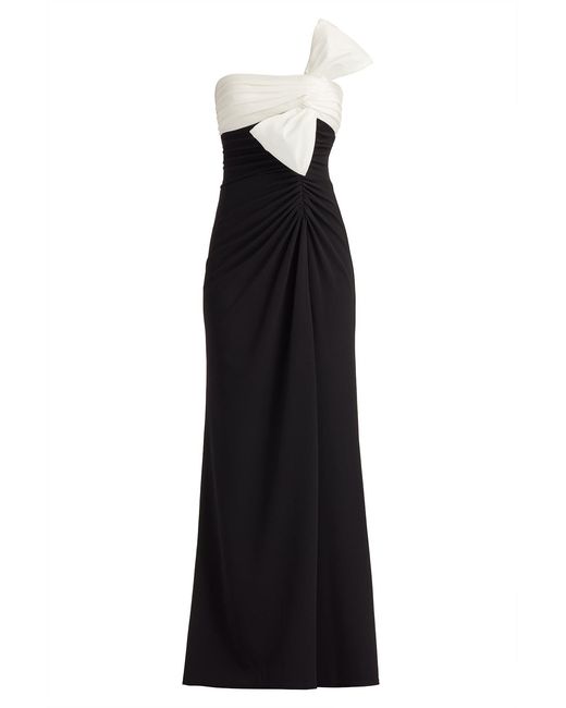 Tadashi Shoji Black Kaliko Twist Bow Gown-Bk/Wh