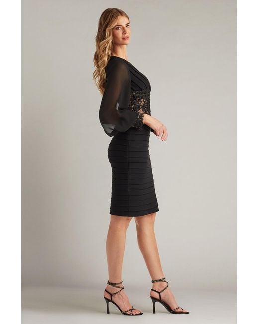 Tadashi Shoji Black Niema Embroidered-Waist Cocktail Dress-Bk/Nd