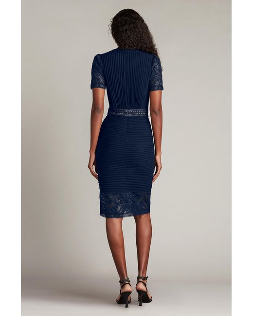 Tadashi Shoji Blue Brone Illusion Lace Cocktail Dress