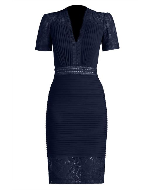 Tadashi Shoji Blue Brone Illusion Lace Cocktail Dress