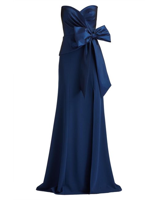 Tadashi Shoji Blue Kinah Oversized Bow Gown