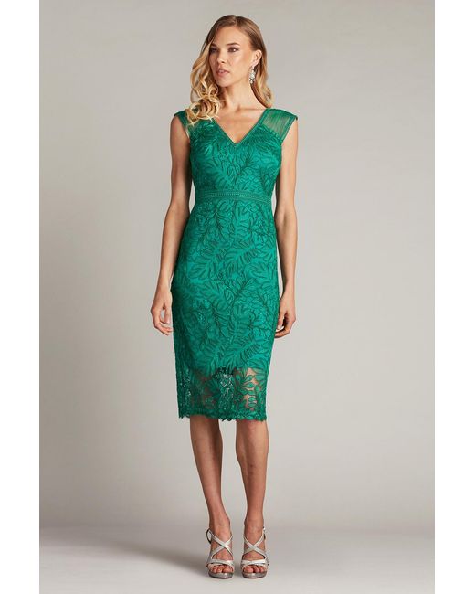 sachin and babi light blue dress Tadashi Shoji Embroidered Pleated Midi Dress | Blue