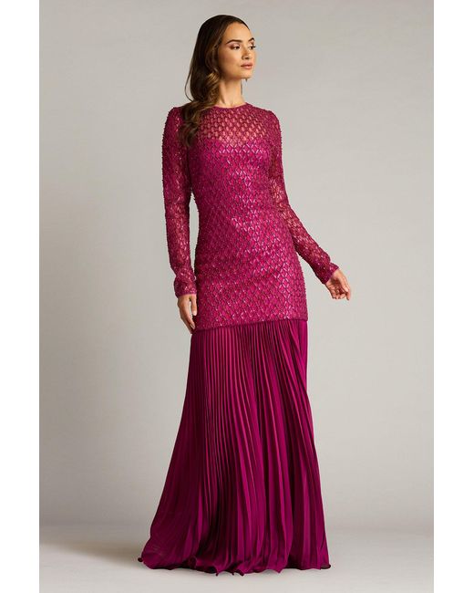 Tadashi Shoji Halim Sequin Embroidered Illusion Gown