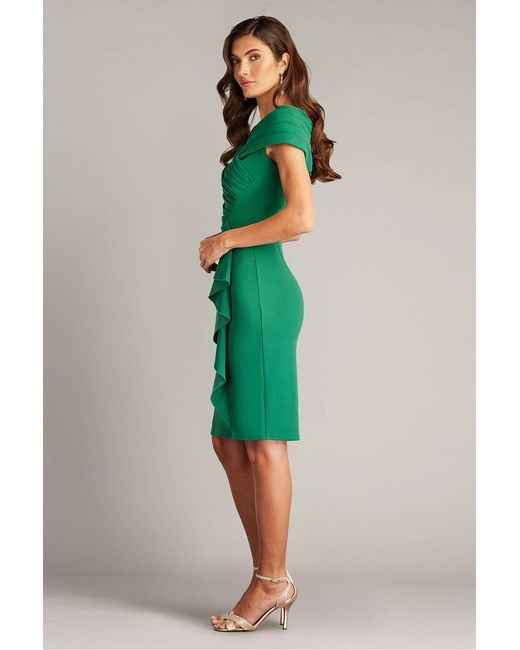haifa wehbe green dress Florence Waterfall Bridesmaids Dress in Forest Green Satin main image 1