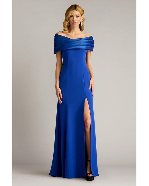 Tadashi Shoji Women's Blue Dalton Contrast Off-Shoulder Gown