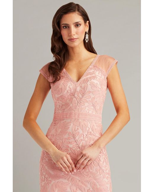 Tadashi Shoji Pink Evonne Embroidered Dress-Adblu