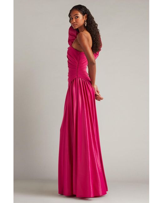 Tadashi Shoji Pink Romay Pouf Sleeve Contrast Gown-Hbscs