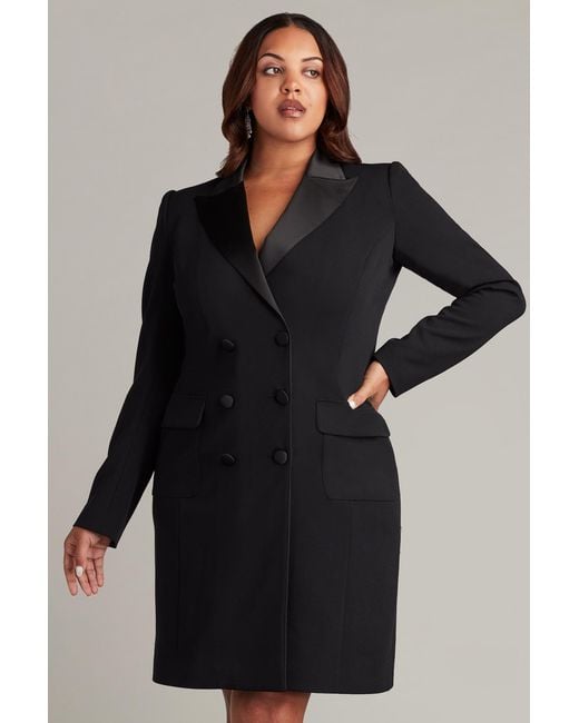 Tadashi Shoji Black Mckay Double-Breasted Coat Dress
