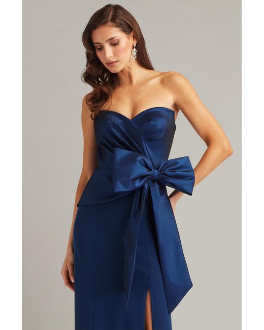 Tadashi Shoji Blue Kinah Oversized Bow Gown