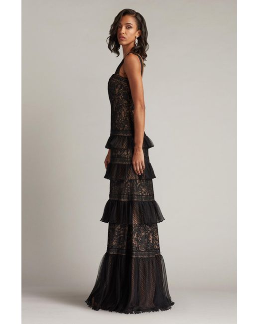 Tadashi Shoji Ruva Tiered Ruffle Embroidered Gown-Bk/Nd in Blue | Lyst Tadashi Shoji Ruva Tiered Ruffle Embroidered Gown-Bk/Nd in Blue | Lyst