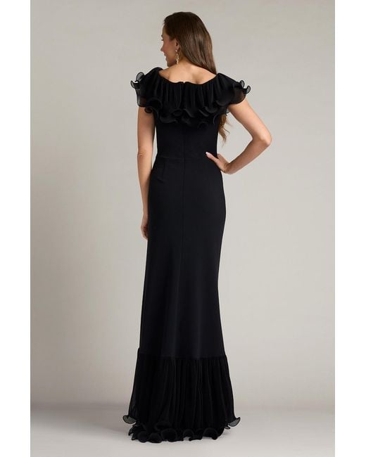 Tadashi Shoji Black Leandra Cascading Ruffle Gown