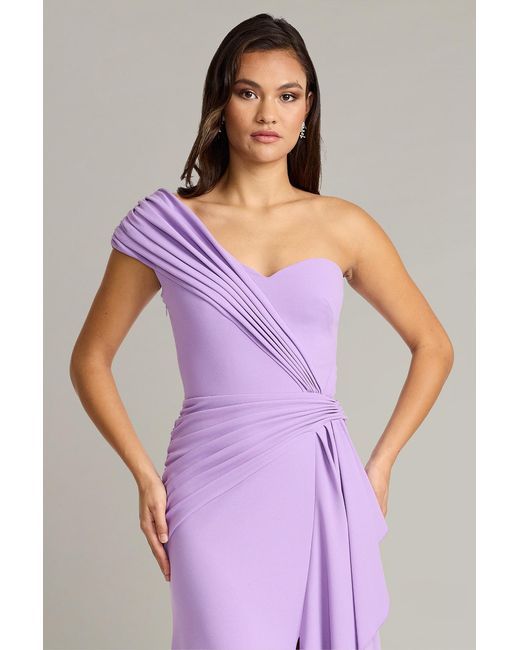 Tadashi Shoji Purple Lune Waterfall Sash Gown-Phaze