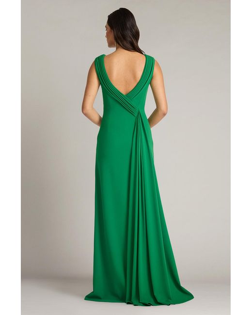 Tadashi Shoji Green Plaza Drape Back Gown-Bambo