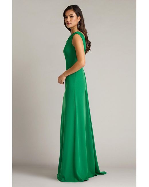 Tadashi Shoji Green Plaza Drape Back Gown-Bambo