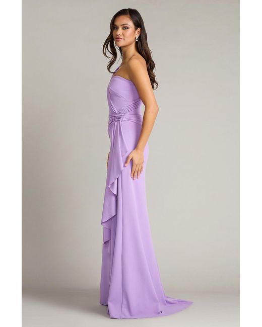 Tadashi Shoji Purple Lune Waterfall Sash Gown-Phaze