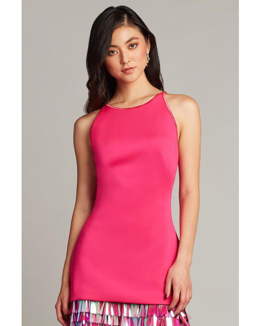 Tadashi Shoji Pink Selena Neoprene Sequin-Fringe Mini Dress
