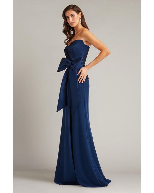 Tadashi Shoji Blue Kinah Oversized Bow Gown