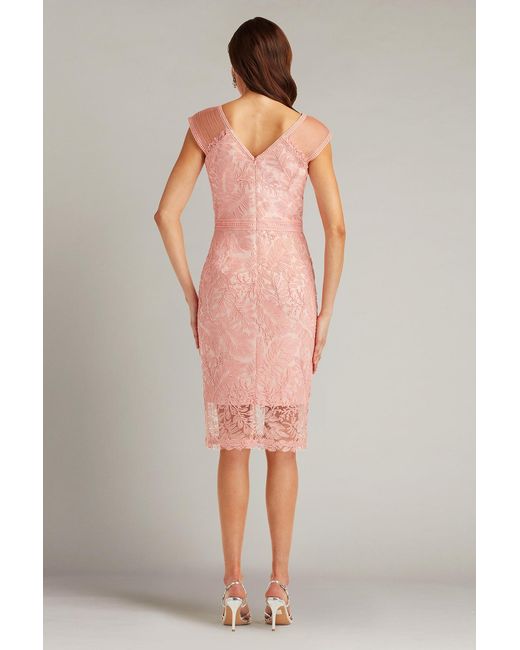 Tadashi Shoji Pink Evonne Embroidered Dress-Adblu