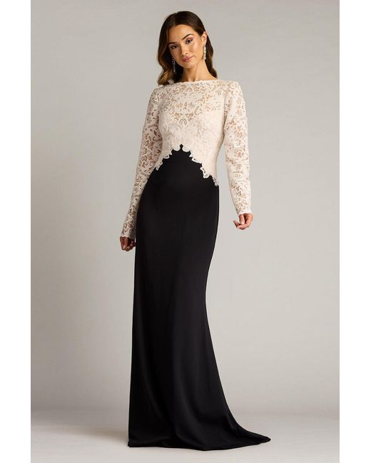 Tadashi Shoji Women's Blue Lafayette Embroidered Bodice Gown-Iv/Bk