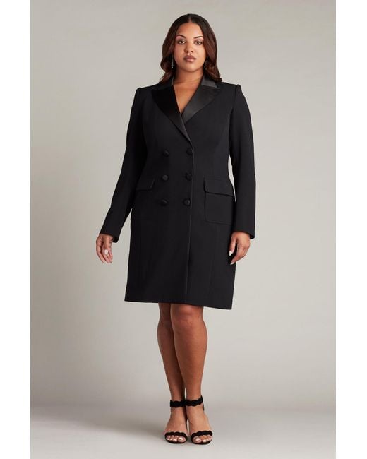 Tadashi Shoji Black Mckay Double-Breasted Coat Dress