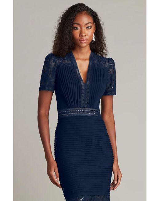 Tadashi Shoji Blue Brone Illusion Lace Cocktail Dress