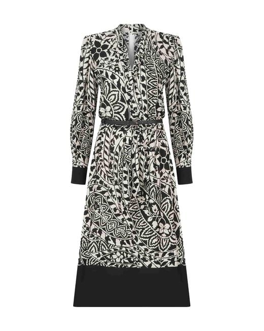 roman black and white dress