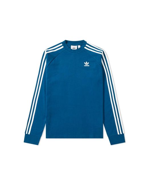 adidas 3-stripe Ls Tee 'legend Marine' in Blue for Men | Lyst