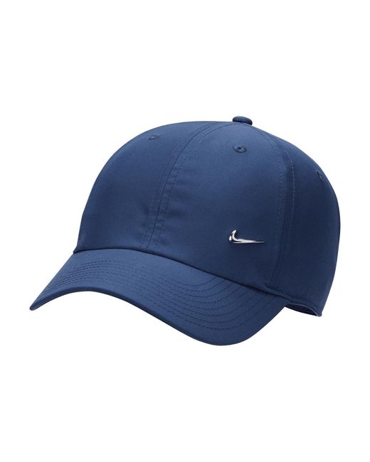 Nike Dri-fit Club Unstructured Metal Swoosh Cap in Blue