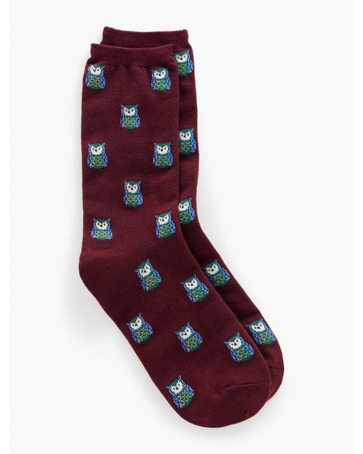 Talbots Red Whimsy Owl Trouser Socks