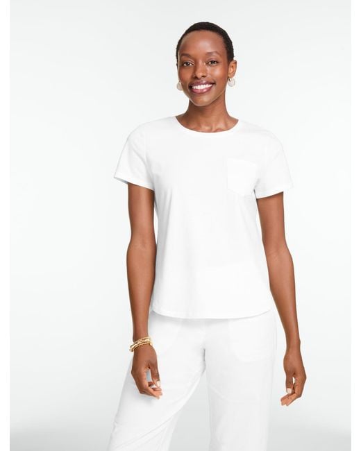 Talbots White Patch Pocket Short Sleeve T-shirt