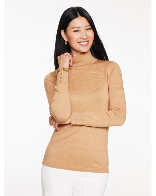 Talbots Natural Perfect Metallic Turtleneck Top