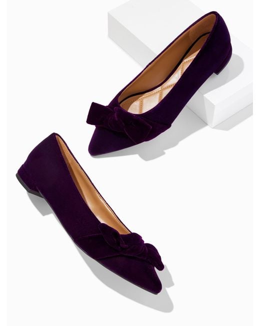 Talbots Purple Portia Bow Velvet Flats